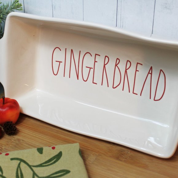 SALE Rae Dunn GINGERBREAD Ceramic Loaf Bread Pan Baking Dish 9 x 5 - Picture 3 of 6